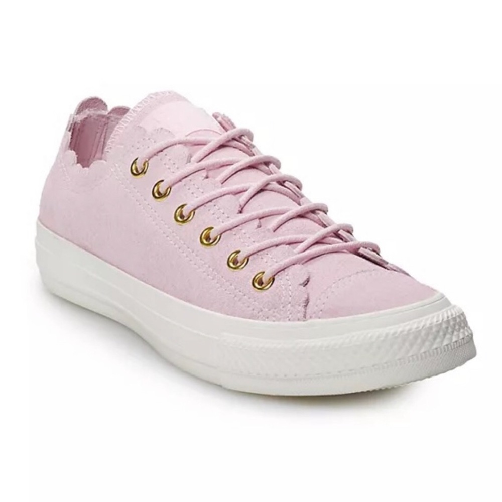 Women's Pink Chuck Taylor All Star Scalloped Edge Ox Sneakers Suede